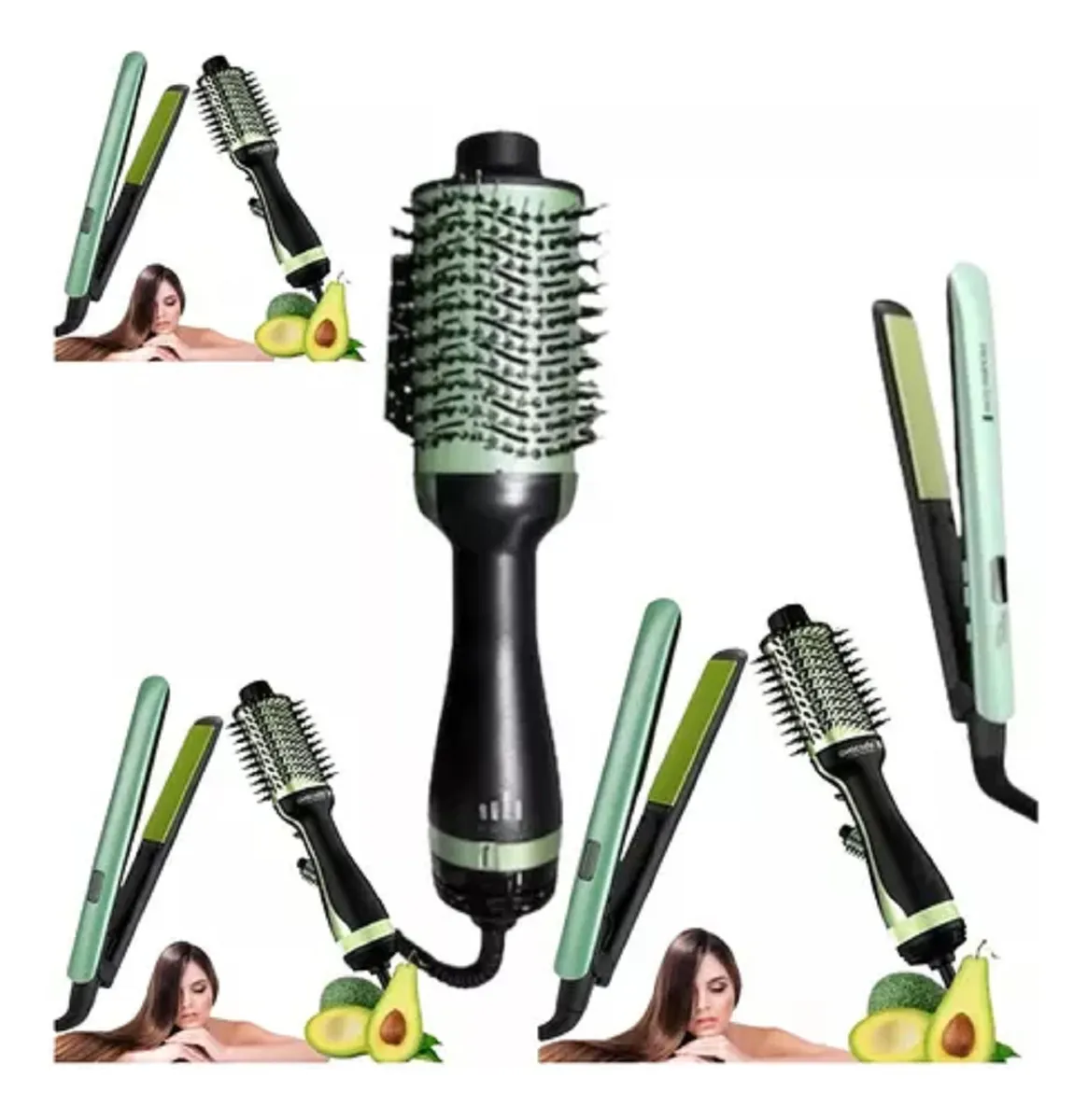 Combo Cepillo Plancha Y Secador Aguacate